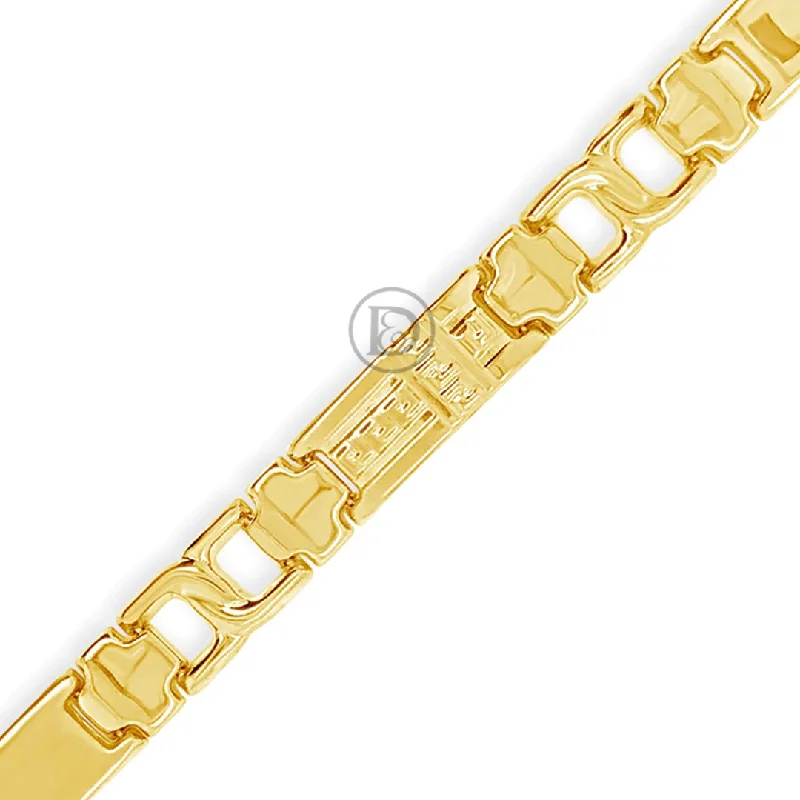 Sparkling bracelets for women -10K Gold Fancy Greek Key Design Bracelet