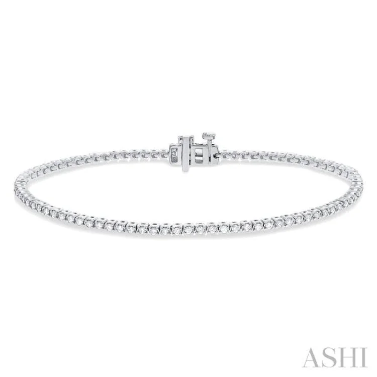 Modern bangles for women -1 Ctw Round Cut Diamond Tennis Bracelet in 14K White Gold