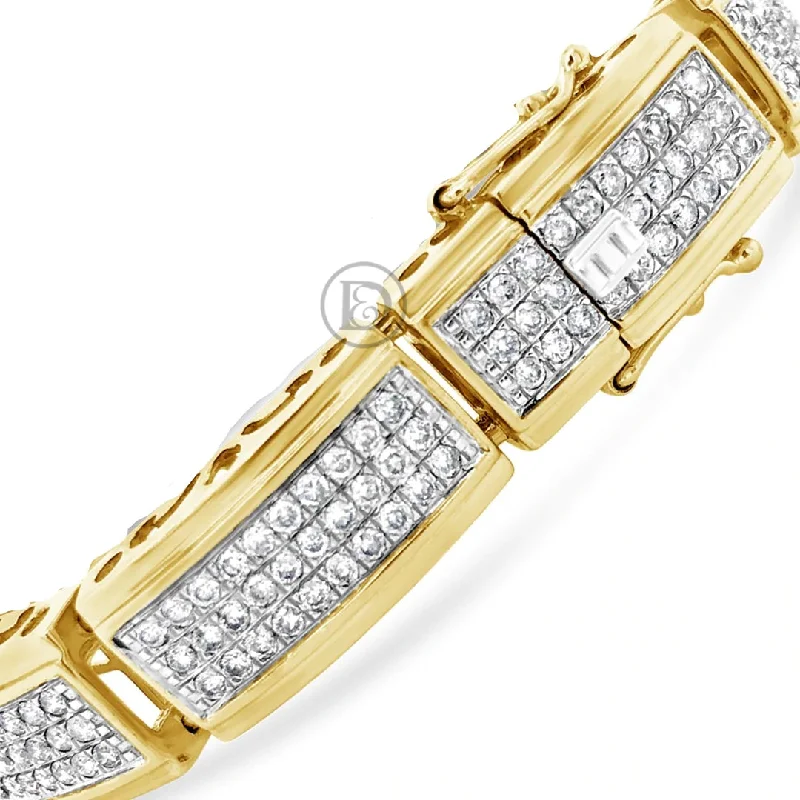 Simple gold bracelets for women -10K Solid Yellow Gold 5.70CT tw Round Cut Custom Diamond Bracelet