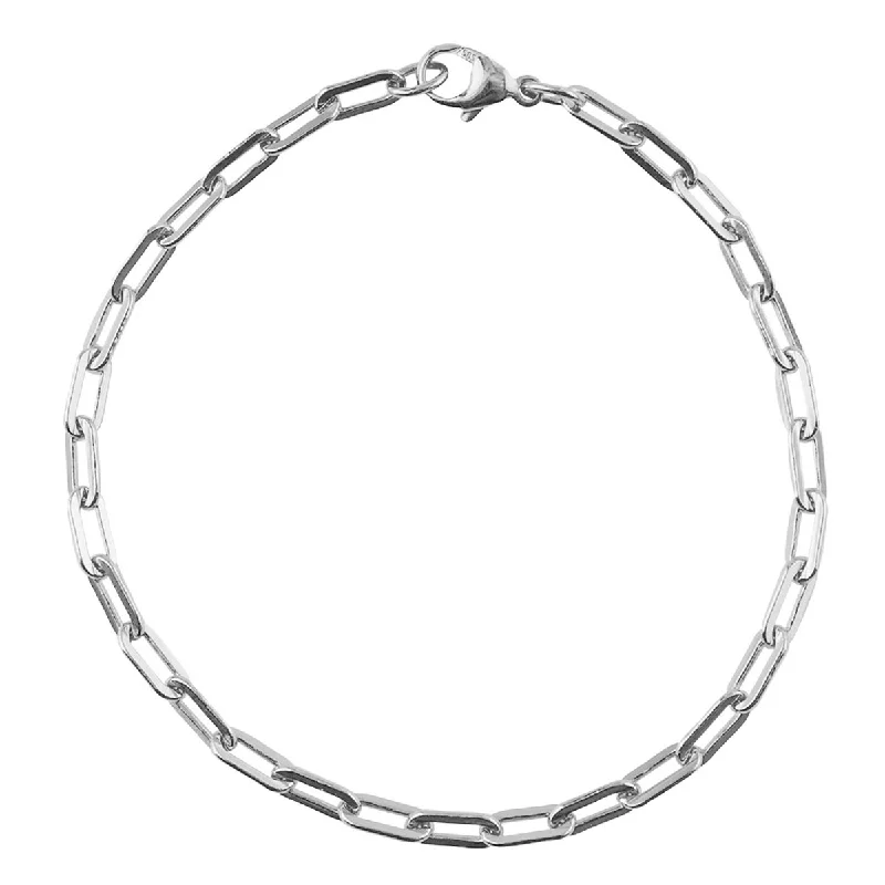 Stackable bracelets for women -Rembrandt Paperclip Charm Bracelet in Sterling Silver (7 inches)