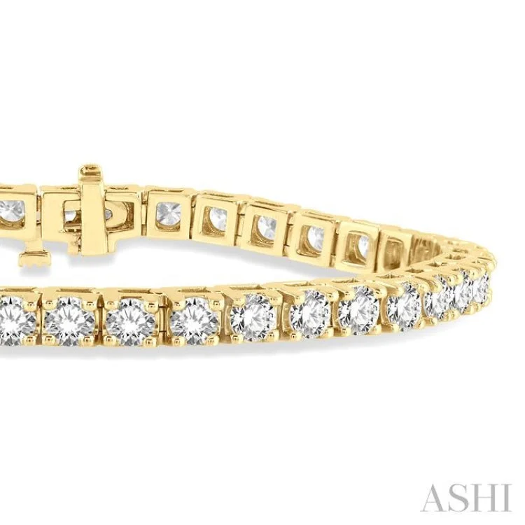 Statement bracelets for women -8 Ctw Square Shape Round Cut Diamond Tennis Bracelet in 14K Yellow Gold