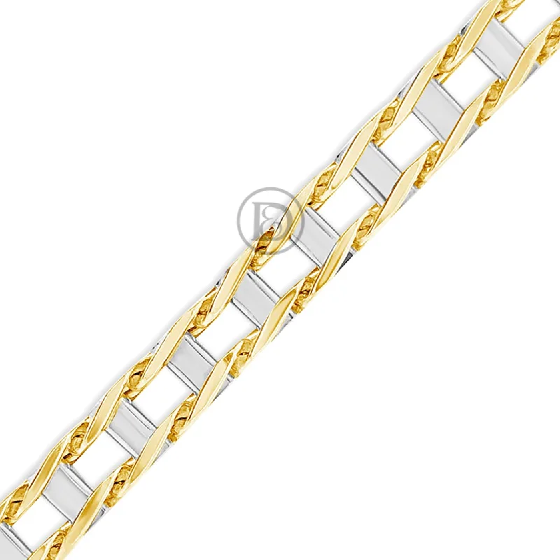 Custom gemstone bracelets for women -10K Gold Two-Tone Rail Road Bracelet