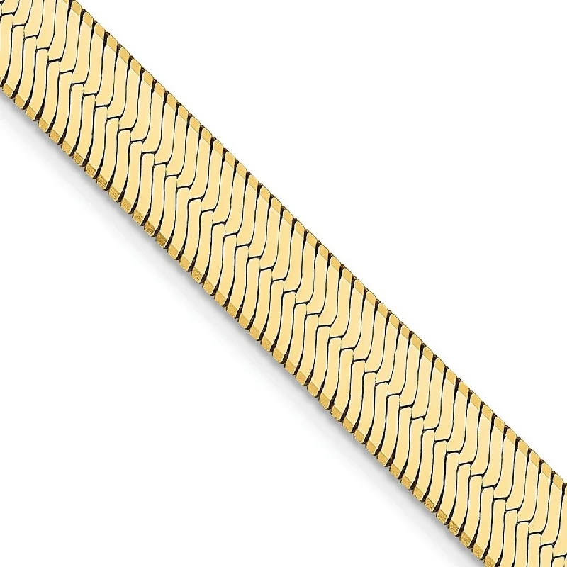 Beaded bracelets for women -Curata 14k Yellow Gold Solid Polished 6.5mm Silky Herringbone Chain Bracelet Lobster Claw