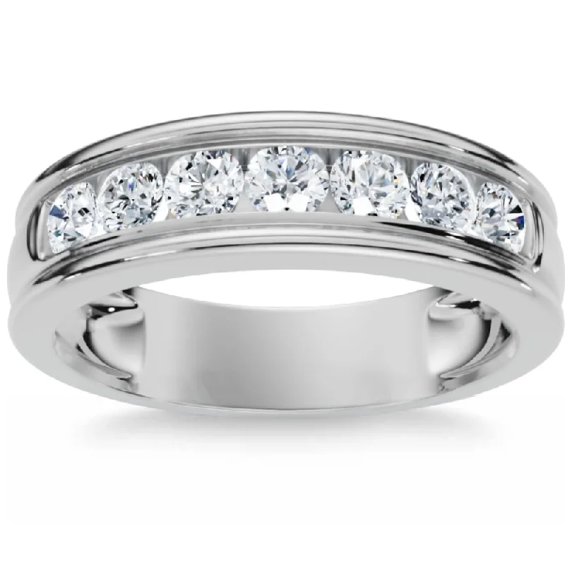 Affordable gemstone engagement rings for women -Platinum 5/8 Ct Mens Diamond Brushed Wedding Ring