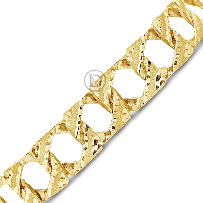 Trendy bracelets for women -10K Gold Cuban Link Bracelet w/ Lazor Cuts & Satin Finish