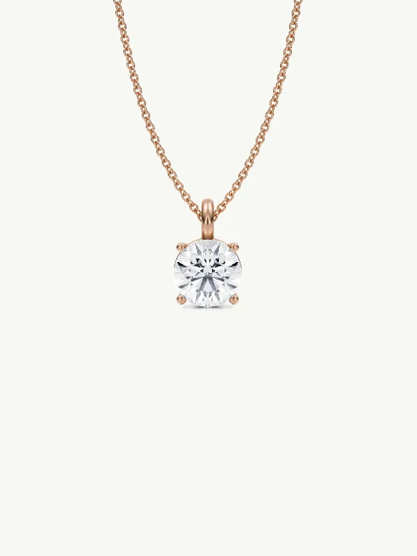 Personalized birthstone necklaces for women -Eternal by Marei Solitaire Diamond Pendant Necklace In 18K Rose Gold, 0.70 Carat