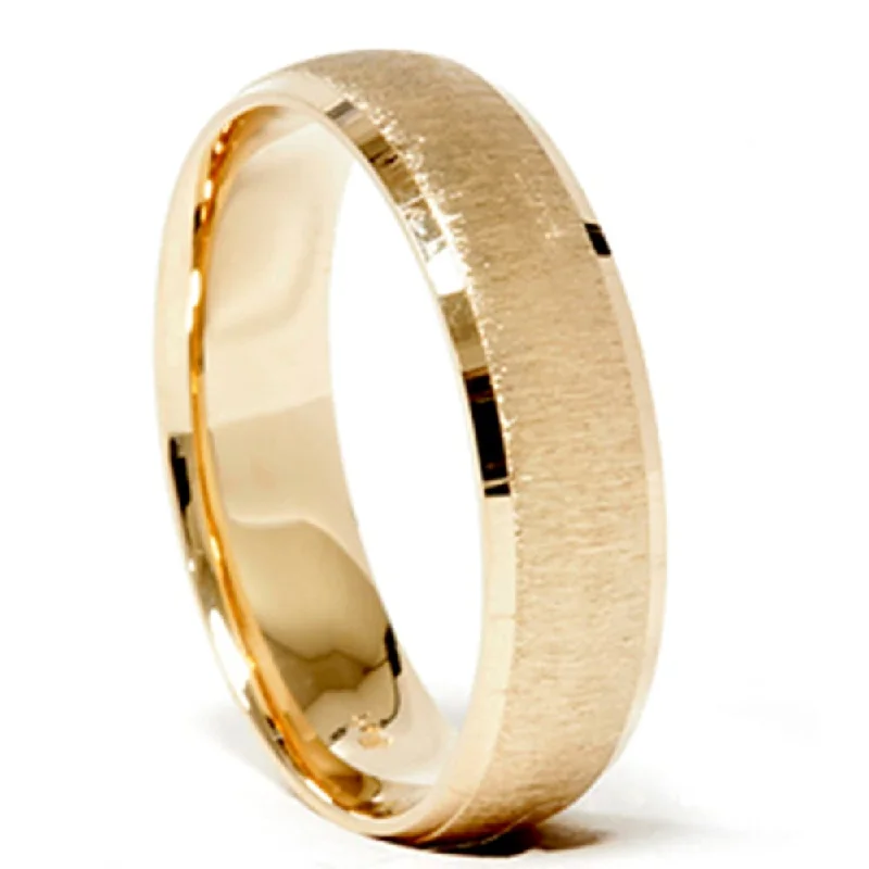 Non-traditional engagement rings for women -Mens 14k Yellow Gold Wedding Ring Brushed Band New