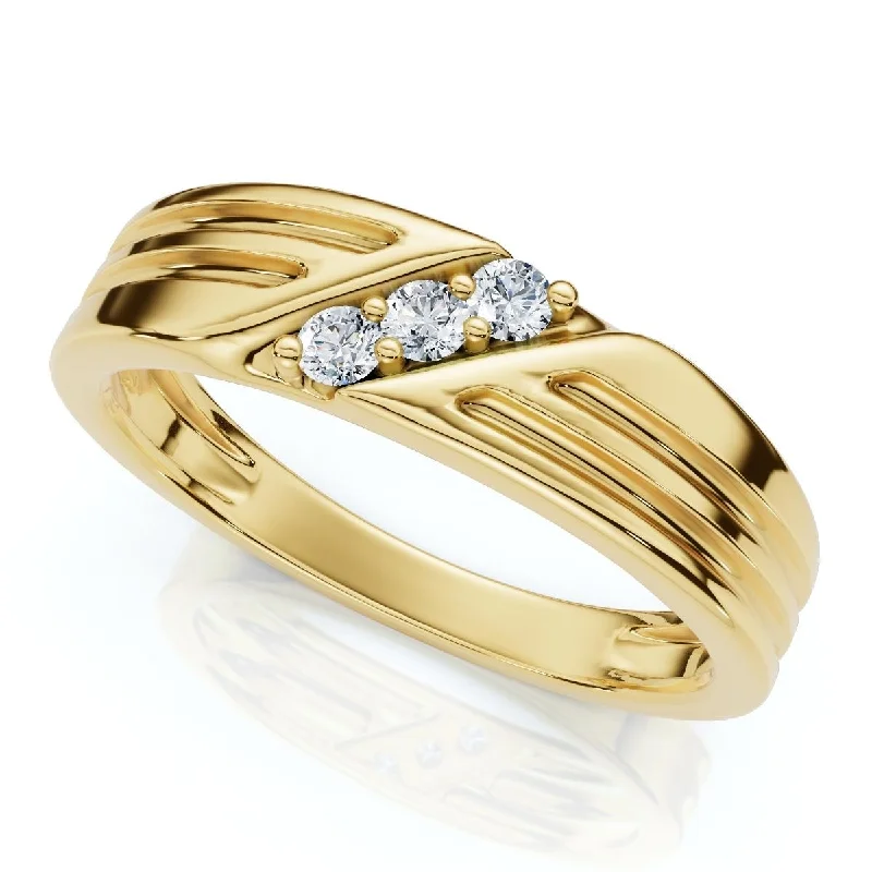 Vintage-style engagement rings for women -Mens Yellow Gold Diamond Wedding Anniversary Ring