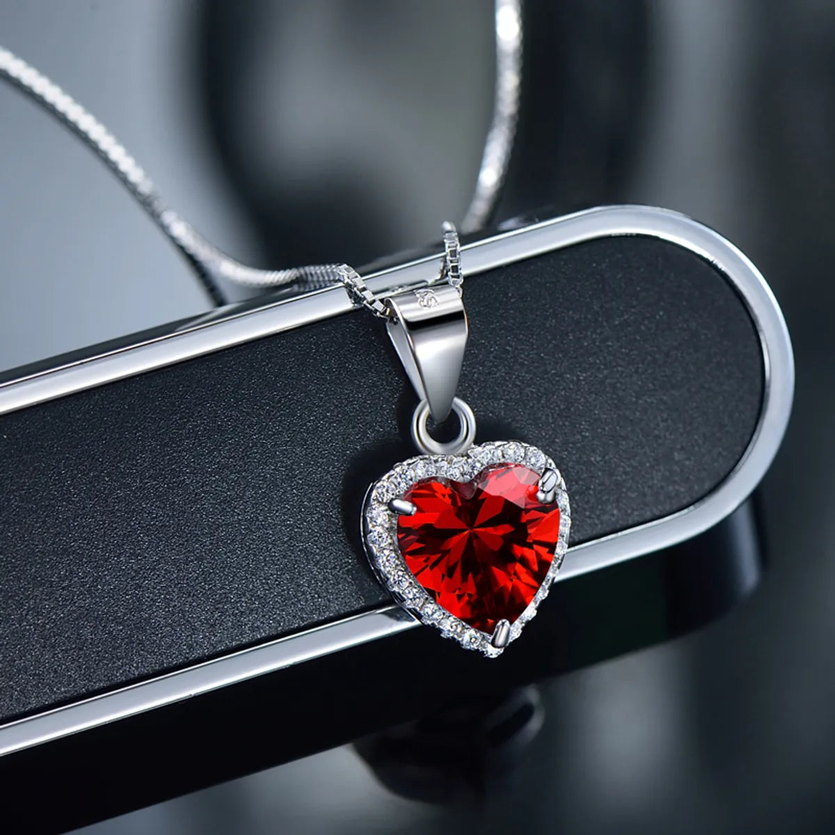 Wedding diamond necklaces for women -Ins Style Elegant Heart Shape Sterling Silver Plating Inlay Zircon Rhodium Plated Pendant Necklace