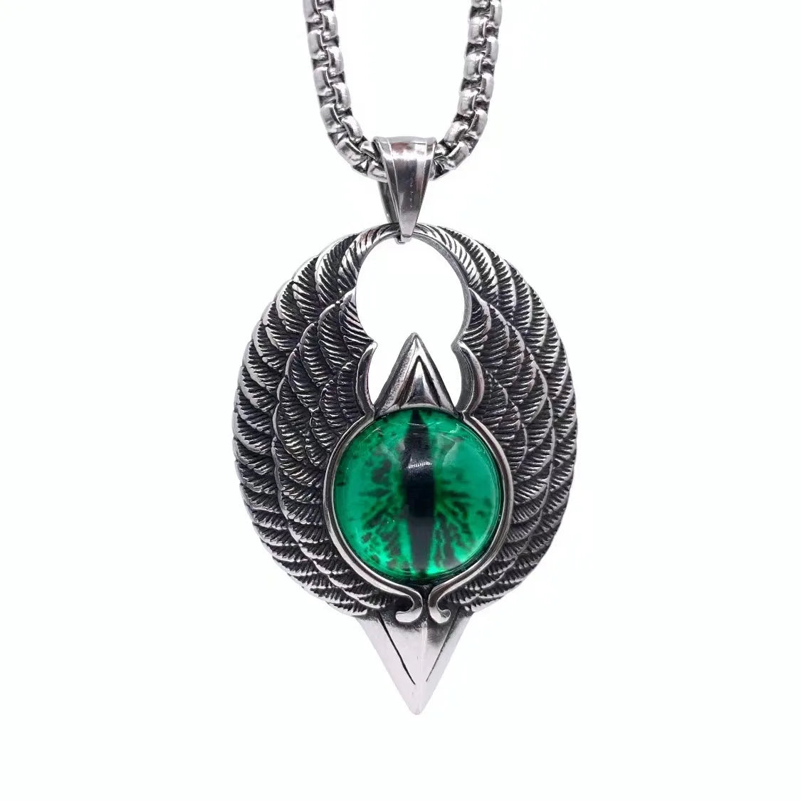 Green Eye Pendant with 60cm Long Chain