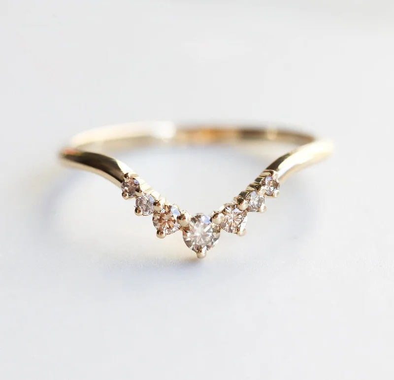 Stylish engagement rings for women -Nesting Champagne Diamond Wedding Band