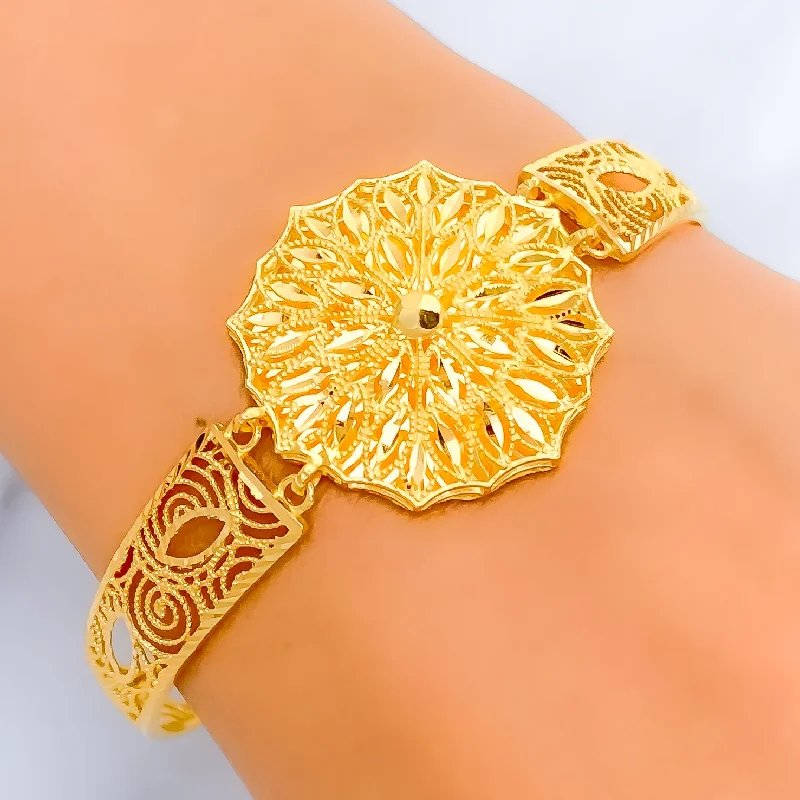 Silver bangles for women -Unique Cutwork 22k Gold Flexi Bangle Bracelet