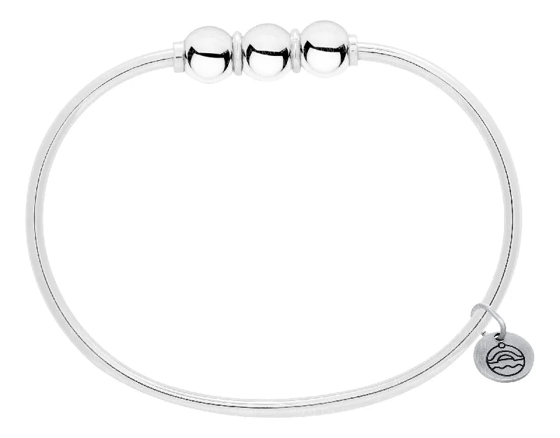 Modern bracelets for women -Genuine Sterling Silver Cape Cod Bracelet with Polished Sterling Silver Triple Bead