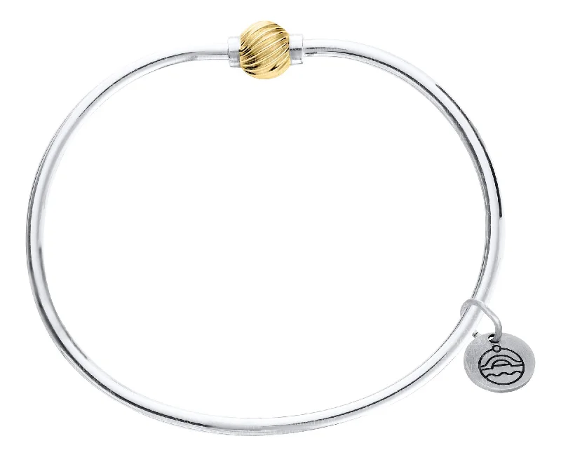 Colorful bracelets for women -Genuine Sterling Silver Cape Cod Bracelet with 14k Yellow Gold Twist Bead