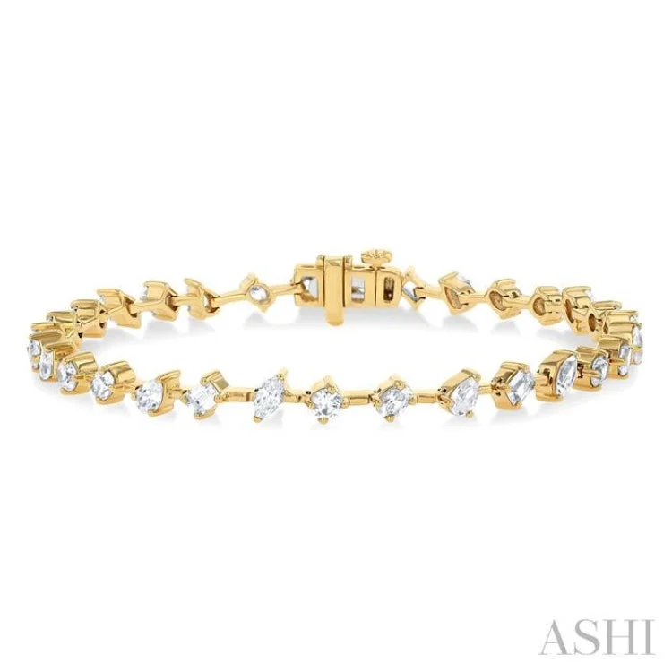 Designer bracelets for women -3 1/2 ctw Mixed Shape Fusion Diamond Fashion Bracelet in 14K Yellow Gold