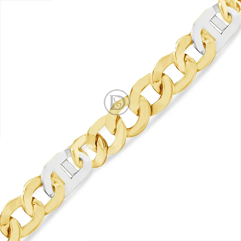 Leather bangle bracelets for women -10K Gold Cuban Link Ferragamo Two-Tone Bracelet