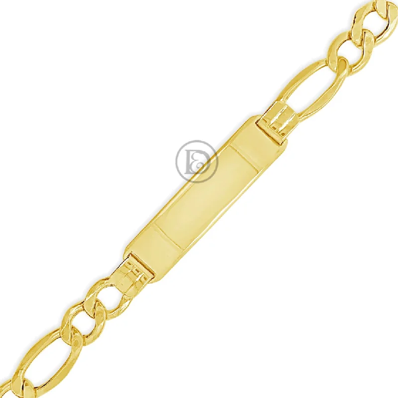 Statement bracelets for women -10K Gold Semi Solid Figaro ID Bracelet