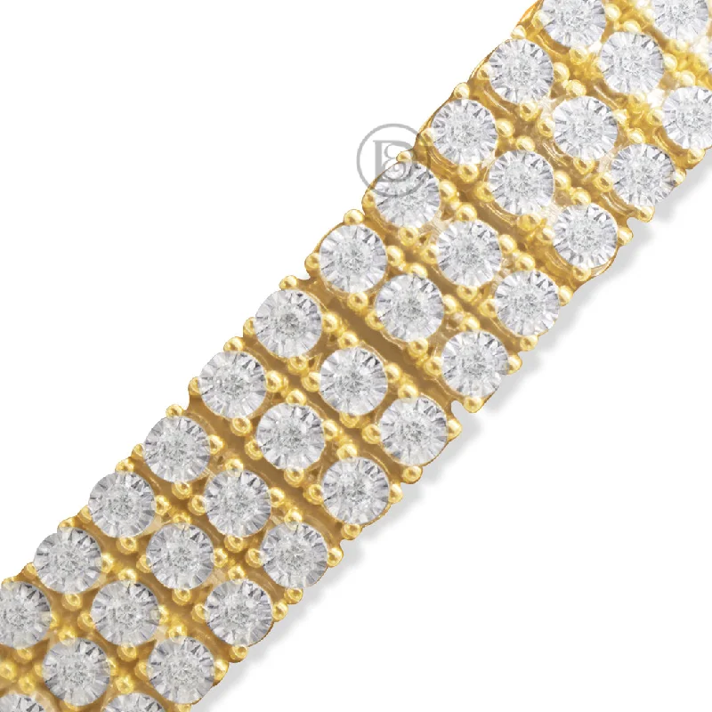 Modern cuff bracelets for women -10K Yellow Gold Men's Bracelet With 2.65CT Diamonds