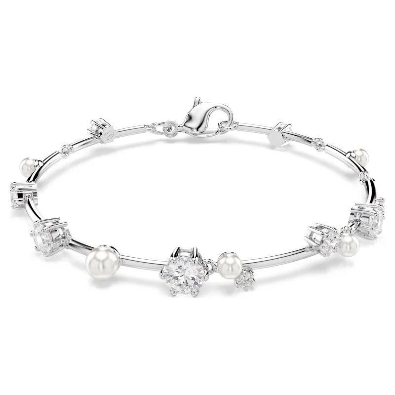 Luxury bracelets for women -Swarovski Constella Crystal Tennis Bracelet with Crystal Pearls