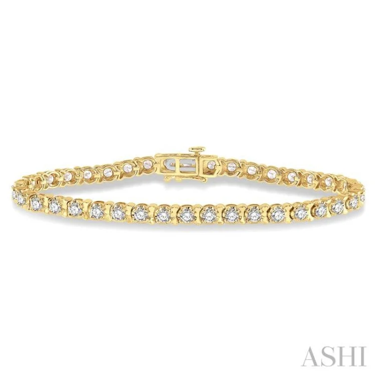 Tennis bracelets for women -4 ctw Round Cut Diamond Tulip Bracelet in 14K Yellow Gold