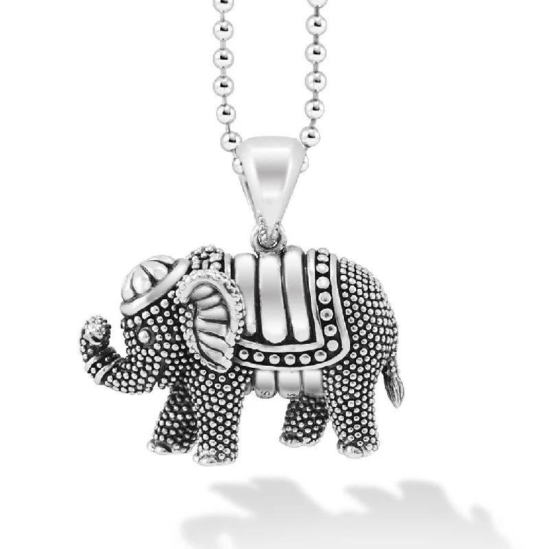 Exclusive necklaces for women -Lagos Sterling Silver Rare Wonders Elephant Pendant on 34" Chain