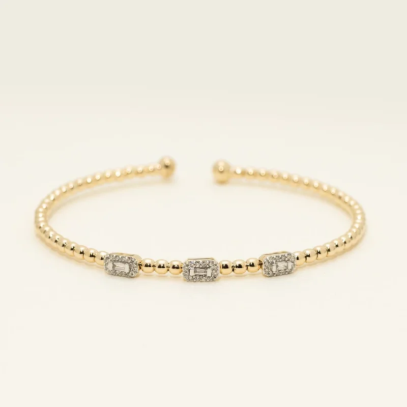 Luxury bangle bracelets for women -Diamond Flexible Cuff Bracelet in 10kt Yellow Gold (1/4ct tw)