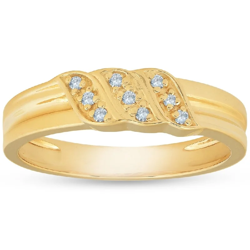 Non-traditional engagement rings for women -Pompeii3 10k Yellow Gold Diamond Wedding Ring Mens Anniversary Band