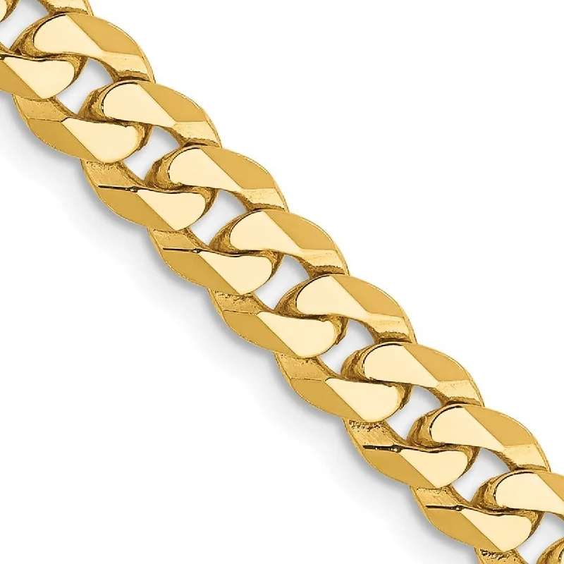 Unique charm bracelets for women -Curata 14k Yellow Gold Solid Polished 5.75mm Beveled Curb Chain Bracelet Lobster Claw