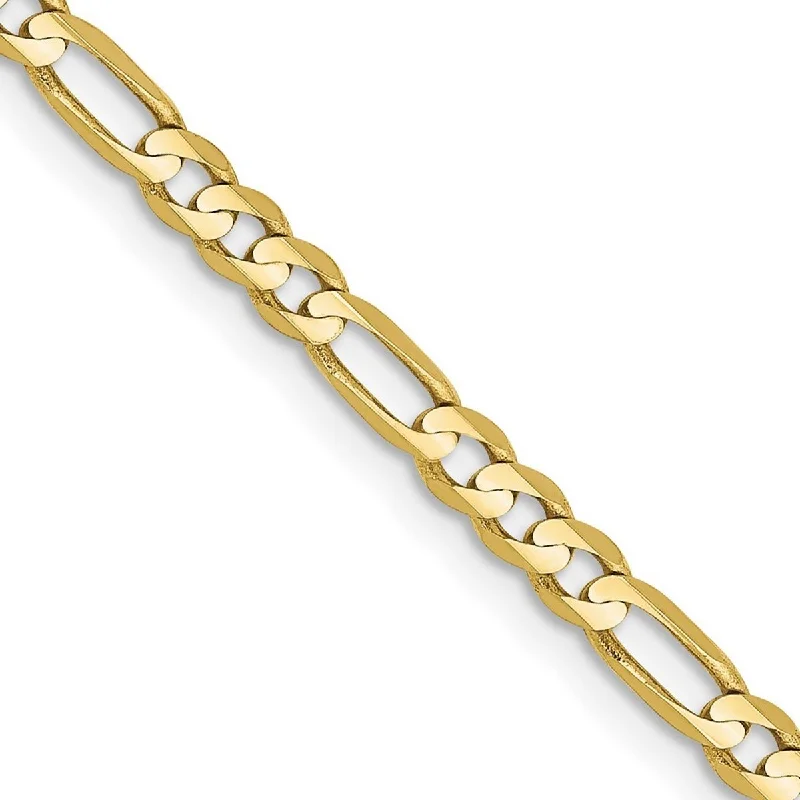 Bracelets with diamonds for women -Curata 10k Yellow Gold Solid Polished Lobster Claw Closure 3.0mm Figaro Chain Bracelet - 7 Inch - Lobster Claw