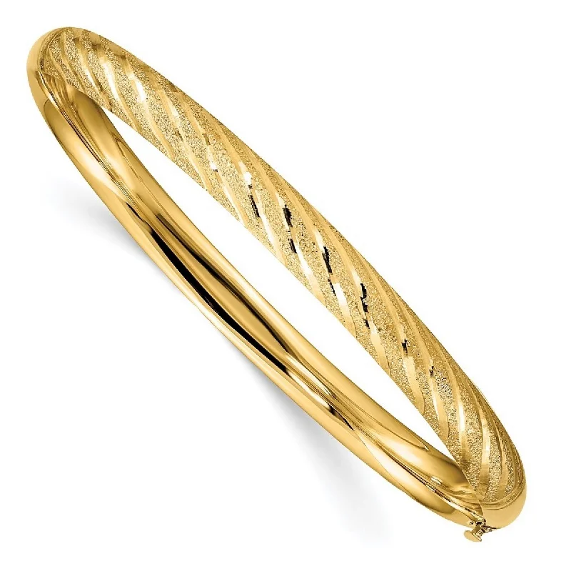 Beaded bracelets for women -Curata 14k Yellow Gold Textured Sparkle Cut Twisted Cuff Stackable Bangle Bracelet