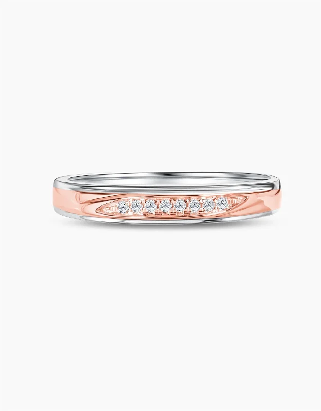 Engagement rings with princess cut diamonds for women -LVC Tresor Brilliant Diamonds Wedding Band in White Gold with Rose Gold Band