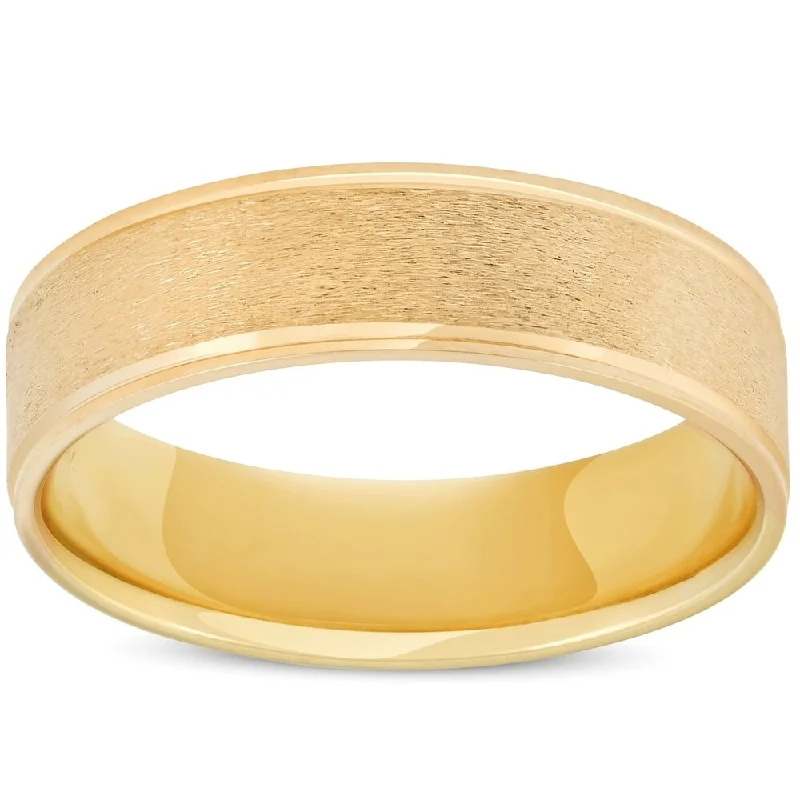 Elegant engagement rings for women -Pompeii3 10k Yellow Gold 6MM Brushed Mens Wedding Band