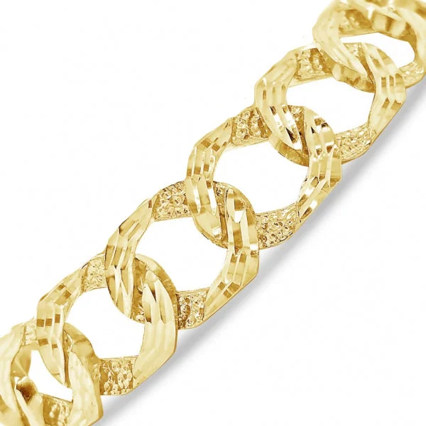 Vintage bangles for women -10K Gold Cuban Link Bracelet w/Lazor Cuts