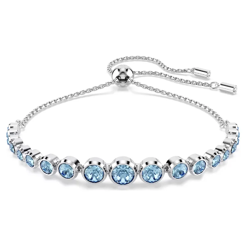 Elegant bracelets for women -Swarovski Imber Blue Crystal Bezel Bolo Bracelet