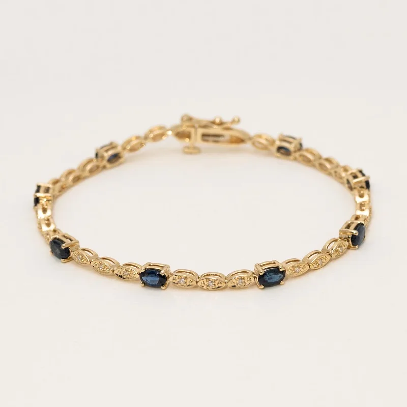 Bracelets with diamonds for women -Oval Sapphire Bracelet in 14kt Yellow Gold (1/5ct tw)