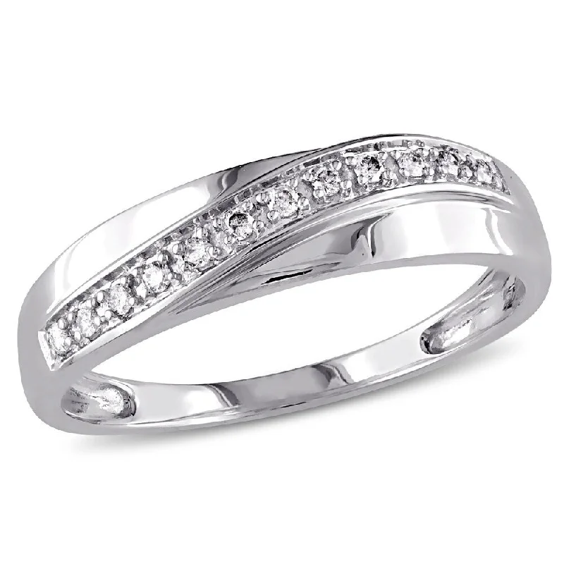 Contemporary diamond engagement rings for women -Miadora 10k White Gold 1/10ct TDW Diamond Wedding Band (Choice of Gender)