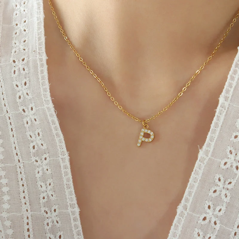 P1344-P Letter Gold Necklace 40 5cm