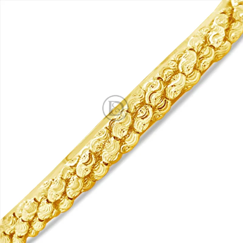 Bangle sets for women -10K Yellow Gold  Row Barrel Moon Cut Bracelet