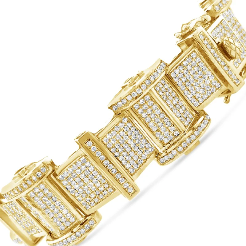 Large bangles for women -10K Solid Yellow Gold 5.89CT tw Round Cut Custom Diamond Bracelet