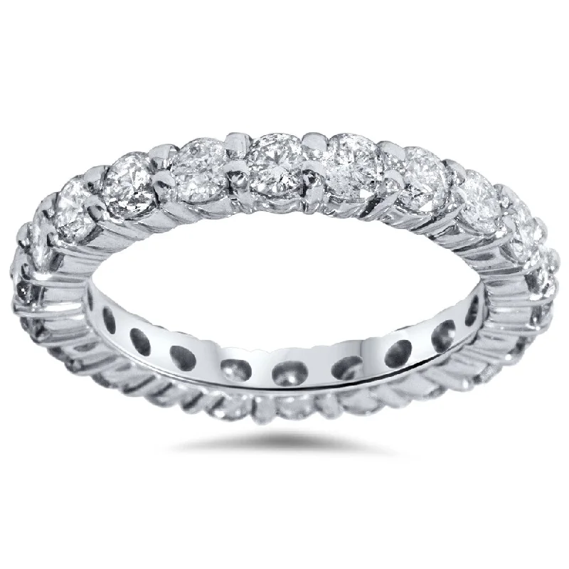 Sapphire and diamond engagement rings for women -Pompeii3 14k White Gold 2ct TDW Diamond Eternity Wedding Ring