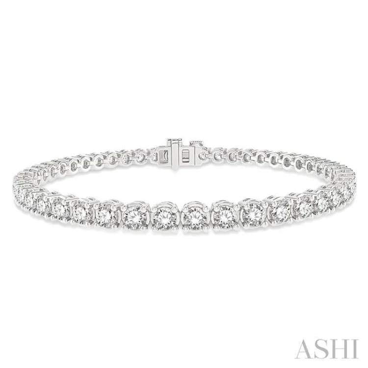 Luxury bangle bracelets for women -4 Ctw Round Cut Diamond Tennis Bracelet in 14K White Gold