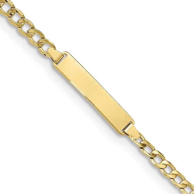 Charm bracelets for women -Curata 4.44mm 10k Yellow Gold Engravable Semi solid Curb Link ID Bracelet