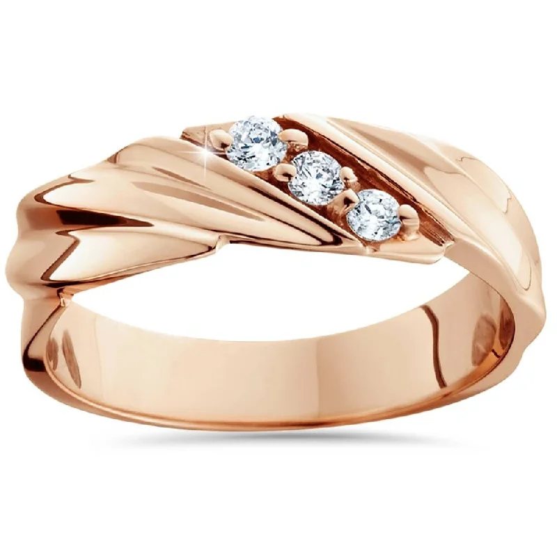 Engagement rings with side diamonds for women -1/10ct Diamond Rose Gold Mens Wedding Ring