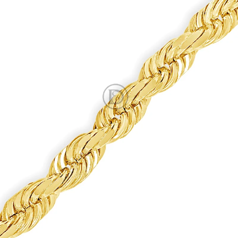 Custom bracelets for women -10K Yellow Gold Diamond Cut Solid Rope Bracelet