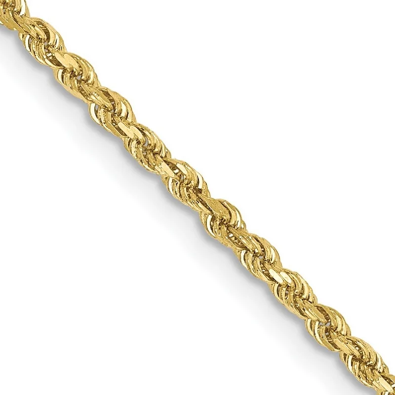 Custom gemstone bracelets for women -Curata 10k Yellow Gold 7" Solid 2mm Sparkle Cut Rope Chain Bracelet