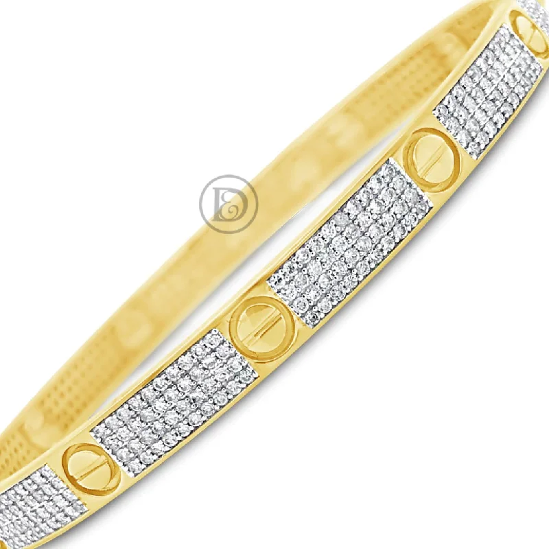 Modern charm bracelets for women -10K Solid Yellow Gold 2CT tw Round Cut Designer Diamond Bracelet