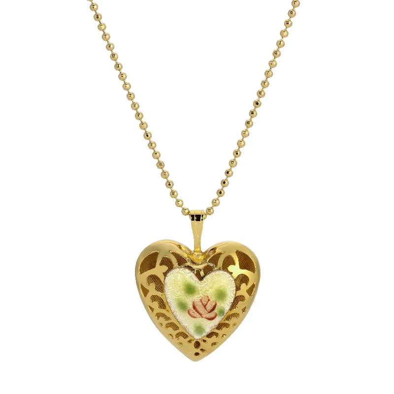 Vintage-inspired necklaces for women -1928 Jewelry Artisan Red Rose Heart Pendant Necklace 18"