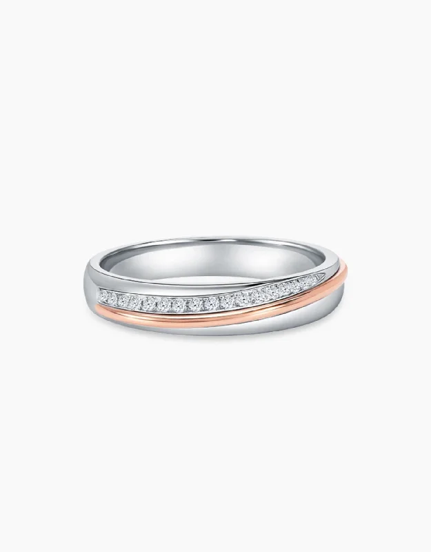 Wedding engagement rings for women -LVC Perfection Joy Wedding Bands in White and Rose Gold with Diamonds