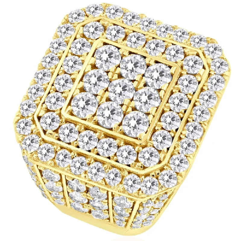 Engagement rings with unique settings for women -5Ct Diamond Ring Men's Flashy Multi Row Wedding Band in White or Yellow Gold