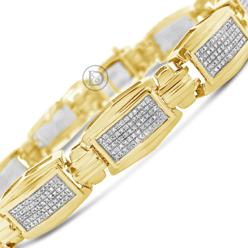 Engagement bracelets for women -10K Solid Yellow Gold 1.45CT tw Round Cut Custom Diamond Bracelet